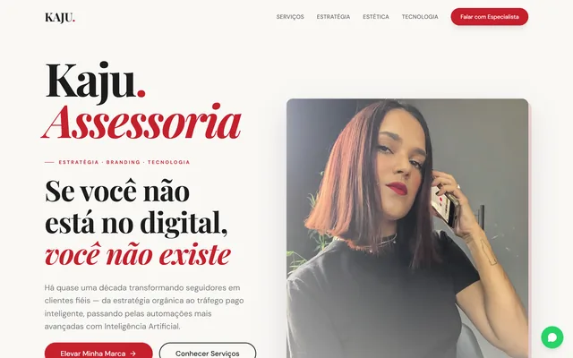 Página inicial do site da Kaju Assessoria.